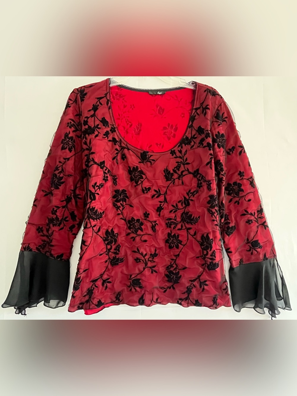 Vintage Whimsigoth Burnout Velvet Mesh Algo Top Shirt